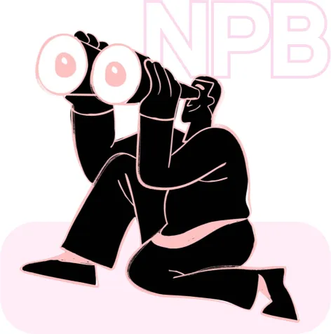 Ilustración de una persona mirando con binoculares, buscando su nombre en Google